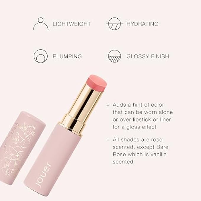 Jouer ESSENTIAL LIP ENHANCER SHINE BALM - ENHANCING TINTED LIP BALM - MOISTURIZE, PLUMP, & NOURISHING LIP CARE - JOJOBA SEED OIL AND MAXI LIP FORMULA FOR MOISTURIZING AND FULLNESS, PEONY - Image 2